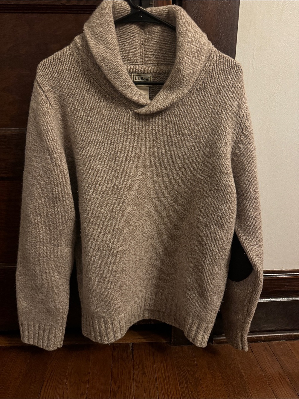L.L. Bean Men’s Taupe Shawl-Collar Turtleneck Sweater